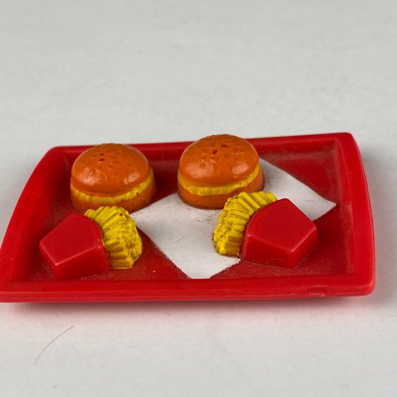 Barbie Red Meal Food Tray Hamburgers & Fries Pretend Play Accessory Kids Playset - Picture 4 of 7